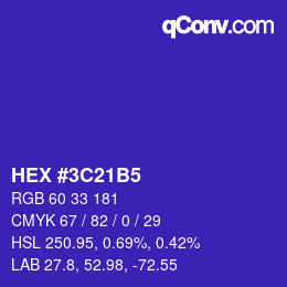 颜色代码: HEX #3C21B5 | qconv.com