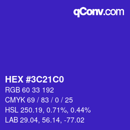 Color code: HEX #3C21C0 | qconv.com