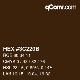 Color code: HEX #3C220B | qconv.com
