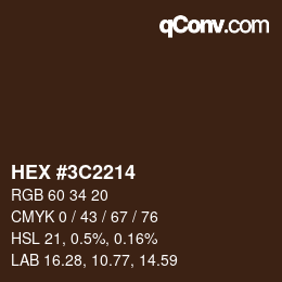 Color code: HEX #3C2214 | qconv.com