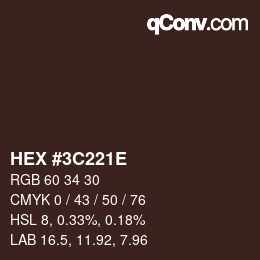 Color code: HEX #3C221E | qconv.com