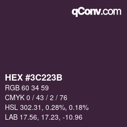 Color code: HEX #3C223B | qconv.com