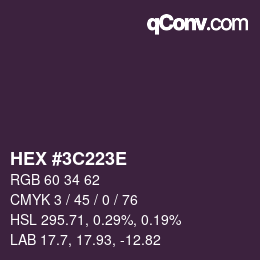 Color code: HEX #3C223E | qconv.com