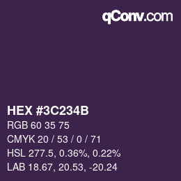 Farbcode: HEX #3C234B | qconv.com
