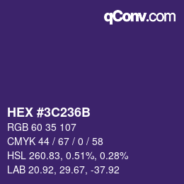 Color code: HEX #3C236B | qconv.com