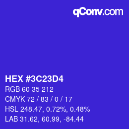 カラーコード: HEX #3C23D4 | qconv.com