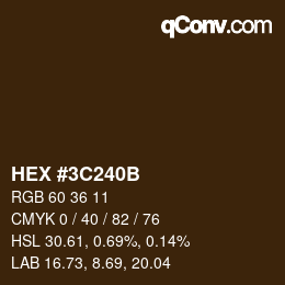 Color code: HEX #3C240B | qconv.com