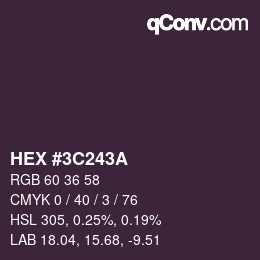 Color code: HEX #3C243A | qconv.com
