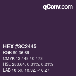 Color code: HEX #3C2445 | qconv.com