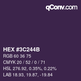 Color code: HEX #3C244B | qconv.com