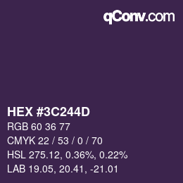 Color code: HEX #3C244D | qconv.com