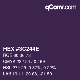 Color code: HEX #3C244E | qconv.com