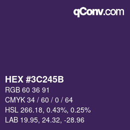 Color code: HEX #3C245B | qconv.com