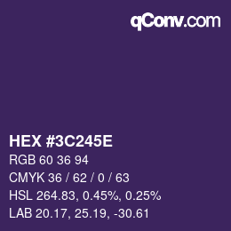 Color code: HEX #3C245E | qconv.com