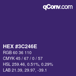 Color code: HEX #3C246E | qconv.com