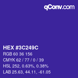 Color code: HEX #3C249C | qconv.com