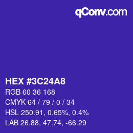 カラーコード: HEX #3C24A8 | qconv.com