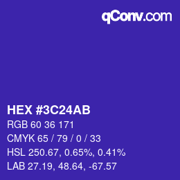 カラーコード: HEX #3C24AB | qconv.com