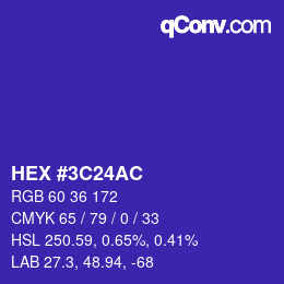 カラーコード: HEX #3C24AC | qconv.com