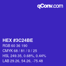 Color code: HEX #3C24BE | qconv.com