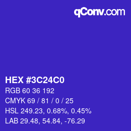 Color code: HEX #3C24C0 | qconv.com