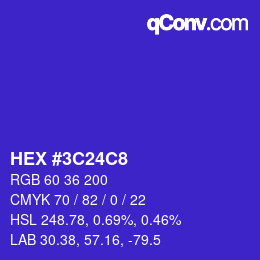 Color code: HEX #3C24C8 | qconv.com