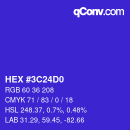 Color code: HEX #3C24D0 | qconv.com