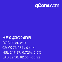 カラーコード: HEX #3C24DB | qconv.com