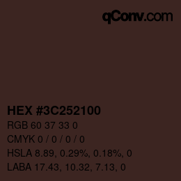 Farbcode: HEX #3C252100 | qconv.com