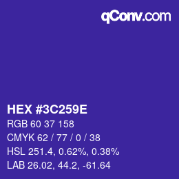 Color code: HEX #3C259E | qconv.com