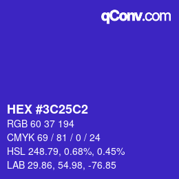 Color code: HEX #3C25C2 | qconv.com