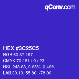 Color code: HEX #3C25C5 | qconv.com