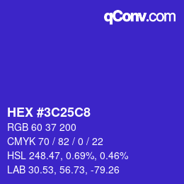Color code: HEX #3C25C8 | qconv.com