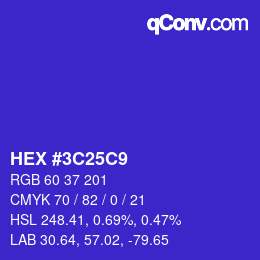 Color code: HEX #3C25C9 | qconv.com