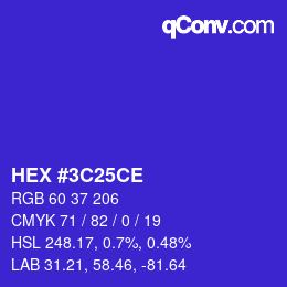 カラーコード: HEX #3C25CE | qconv.com