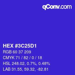 Color code: HEX #3C25D1 | qconv.com
