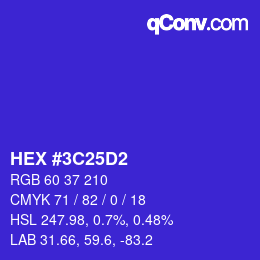 Color code: HEX #3C25D2 | qconv.com