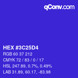 Color code: HEX #3C25D4 | qconv.com