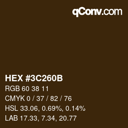 Color code: HEX #3C260B | qconv.com