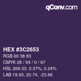 Color code: HEX #3C2653 | qconv.com