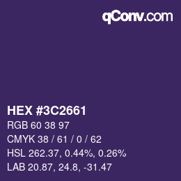 カラーコード: HEX #3C2661 | qconv.com