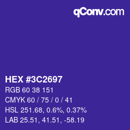 Color code: HEX #3C2697 | qconv.com