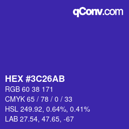 Color code: HEX #3C26AB | qconv.com