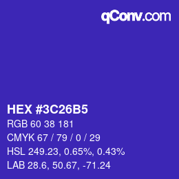 カラーコード: HEX #3C26B5 | qconv.com