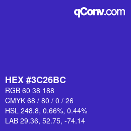 カラーコード: HEX #3C26BC | qconv.com