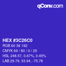 Color code: HEX #3C26C0 | qconv.com
