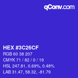 Color code: HEX #3C26CF | qconv.com