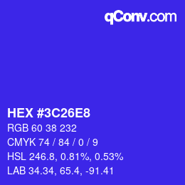 Color code: HEX #3C26E8 | qconv.com