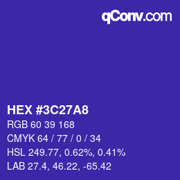 颜色代码: HEX #3C27A8 | qconv.com