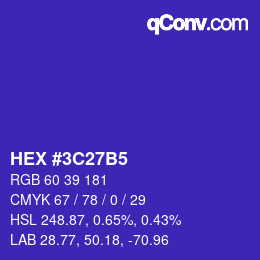 Color code: HEX #3C27B5 | qconv.com